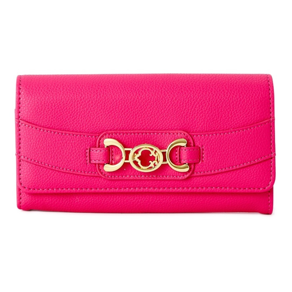 NIB C.Wonder Bright pink Flap Clutch wallet in Gift Box BARBIECORE !